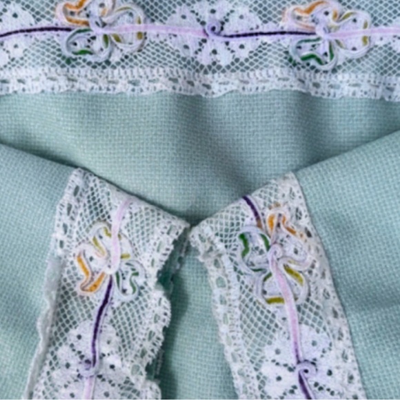 1960s Vicky Vaughn Babydoll Mint Blue Green Mini Dress Size XS- S Coquette - Picture 5 of 14